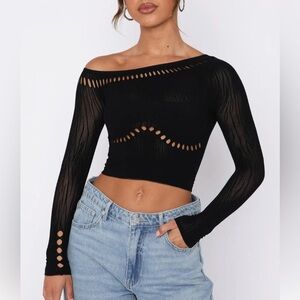 White Fox Boutique Black Cutout Cropped Top